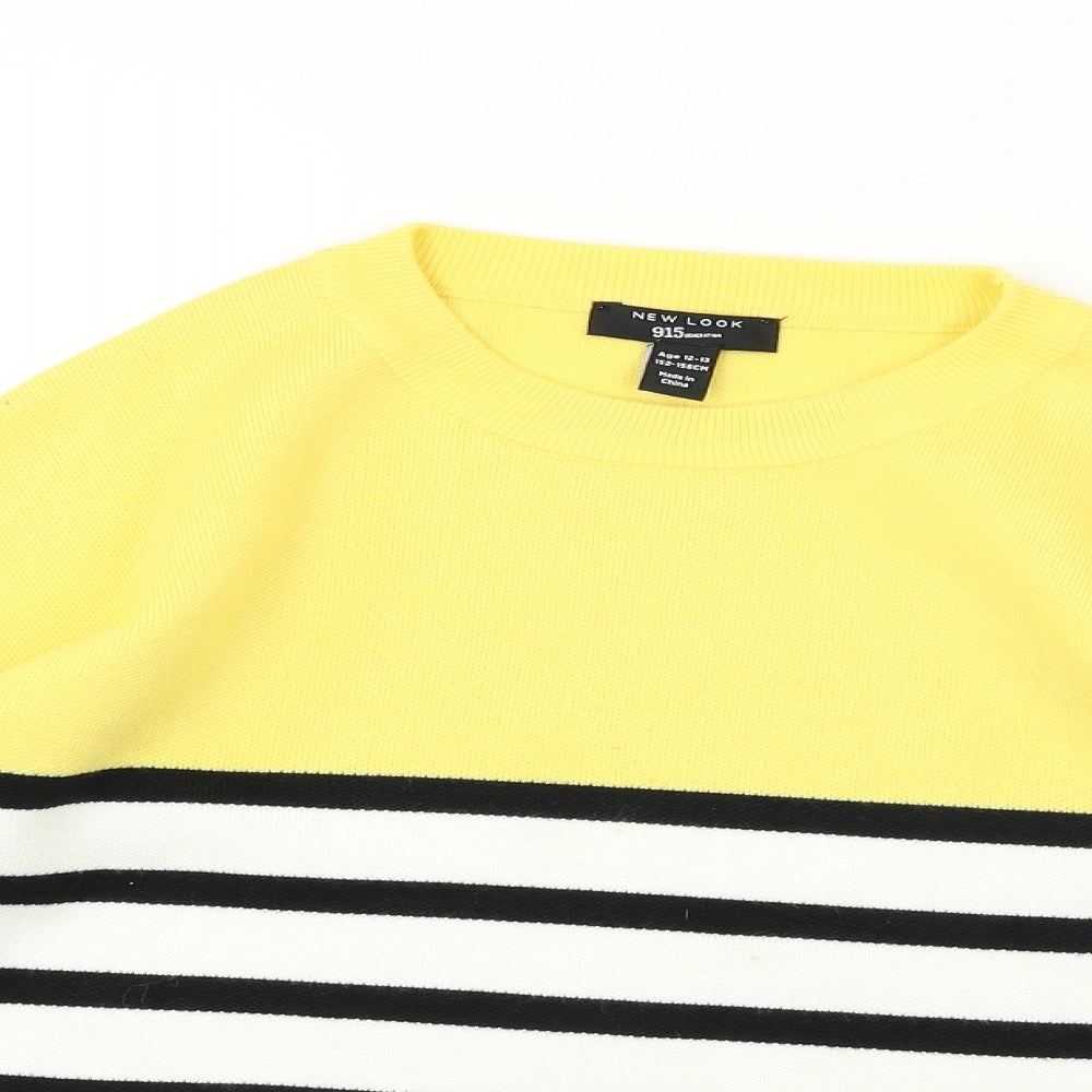 New Look  Girls Yellow Striped  Pullover Jumper Size 12-13 Years