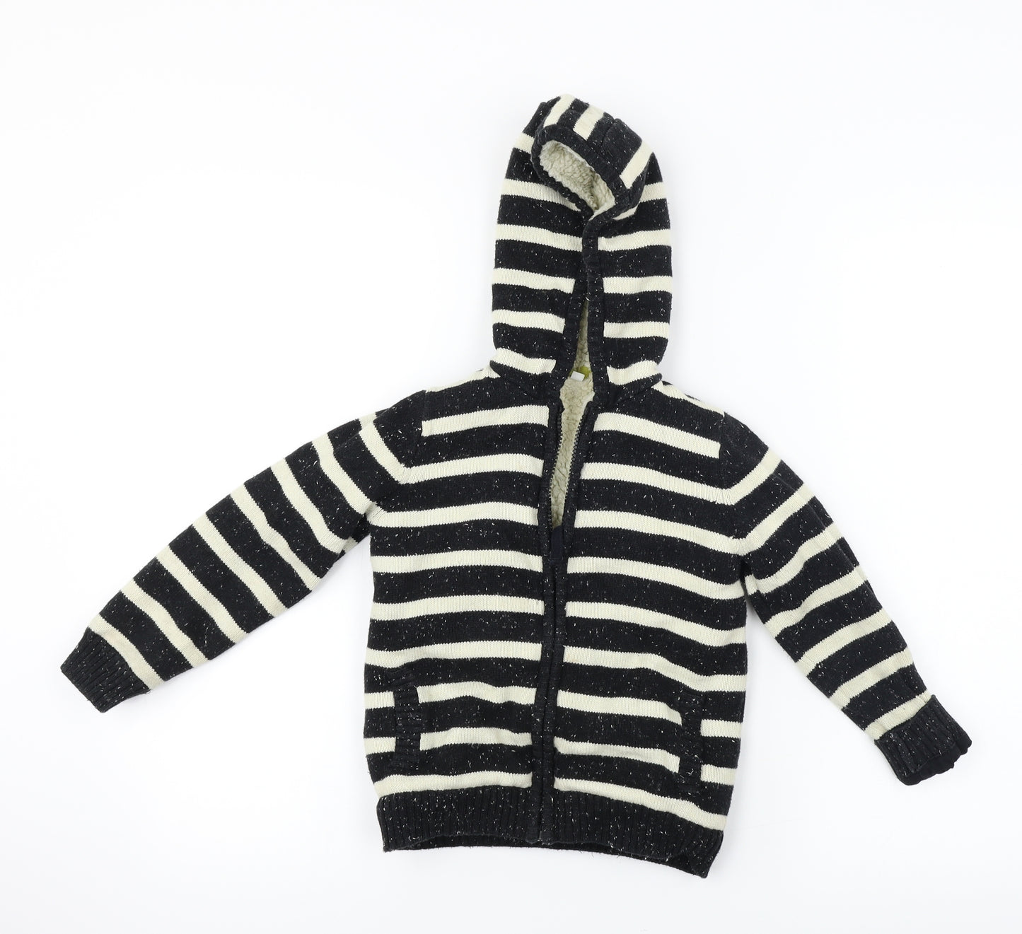 Marks and Spencer  Boys Black Striped  Full Zip Hoodie Size 5-6 Years