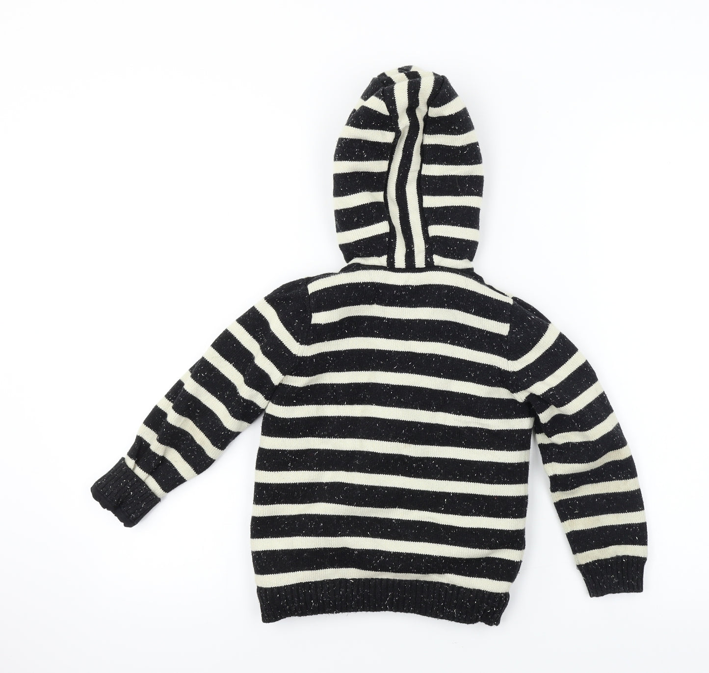 Marks and Spencer  Boys Black Striped  Full Zip Hoodie Size 5-6 Years