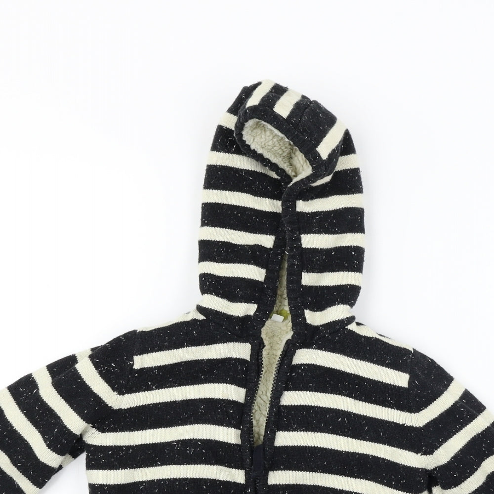 Marks and Spencer  Boys Black Striped  Full Zip Hoodie Size 5-6 Years