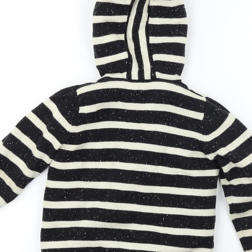 Marks and Spencer  Boys Black Striped  Full Zip Hoodie Size 5-6 Years