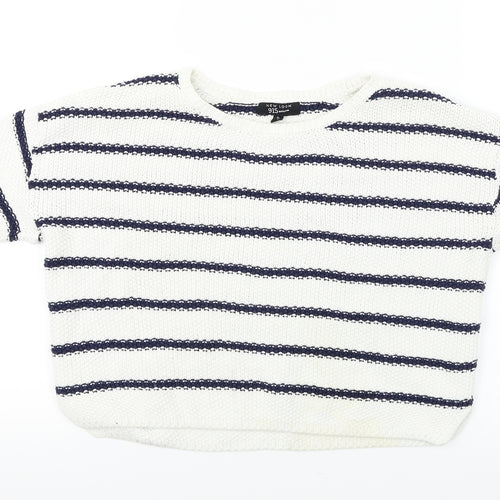 New Look  Girls White Striped  Pullover Jumper Size 12-13 Years