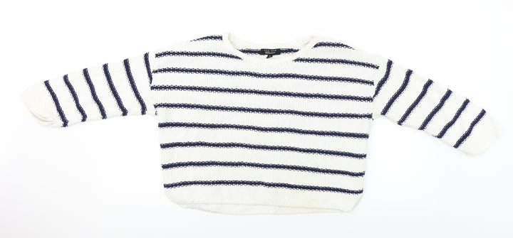 New Look Girls White Striped Pullover Jumper Size 12-13 Years