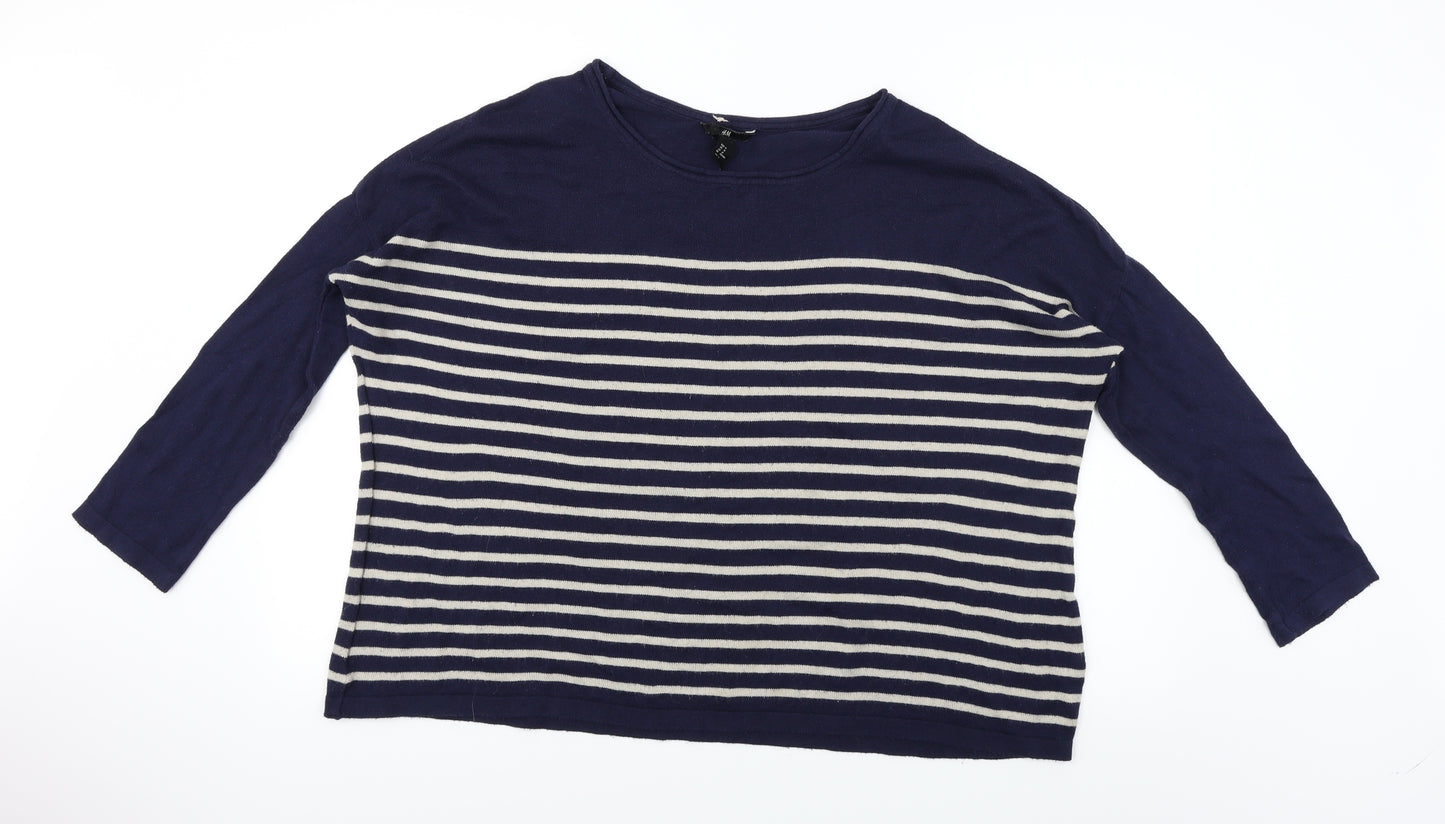 H&M  Womens Blue Striped  Pullover Jumper Size M