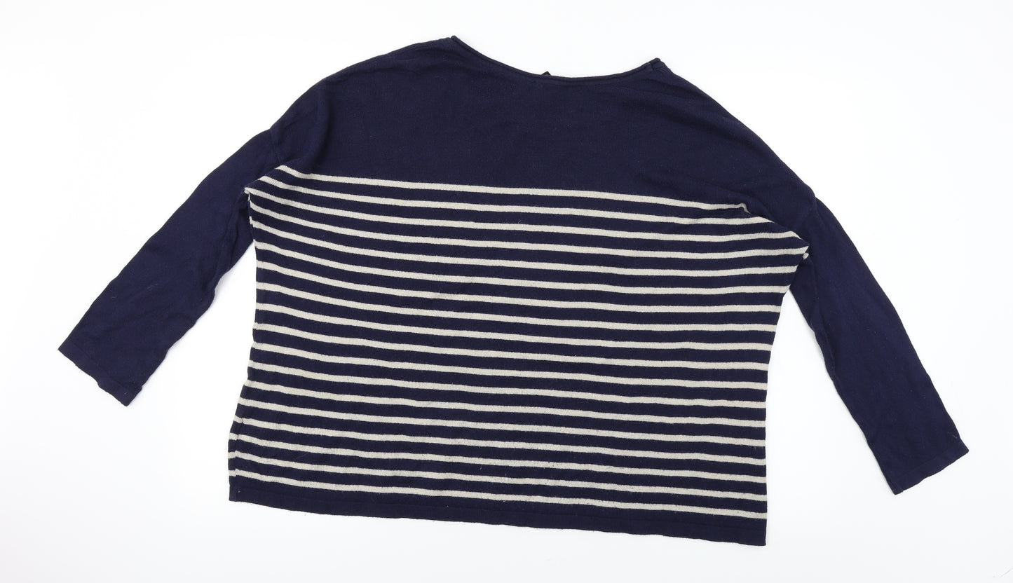 H&M  Womens Blue Striped  Pullover Jumper Size M