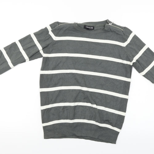 Debenhams  Womens Grey Striped  Pullover Jumper Size 14