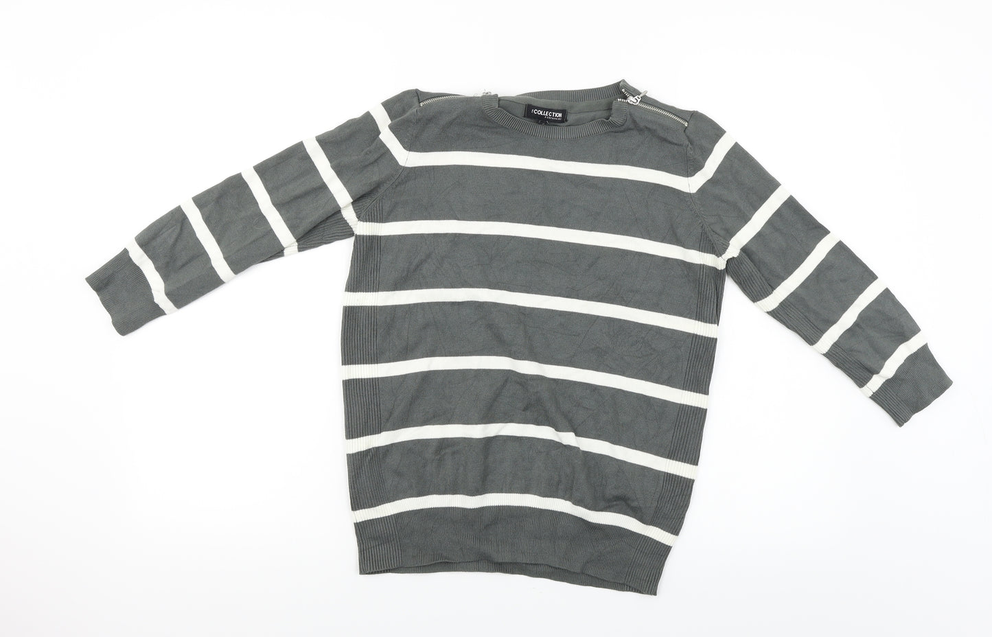Debenhams  Womens Grey Striped  Pullover Jumper Size 14