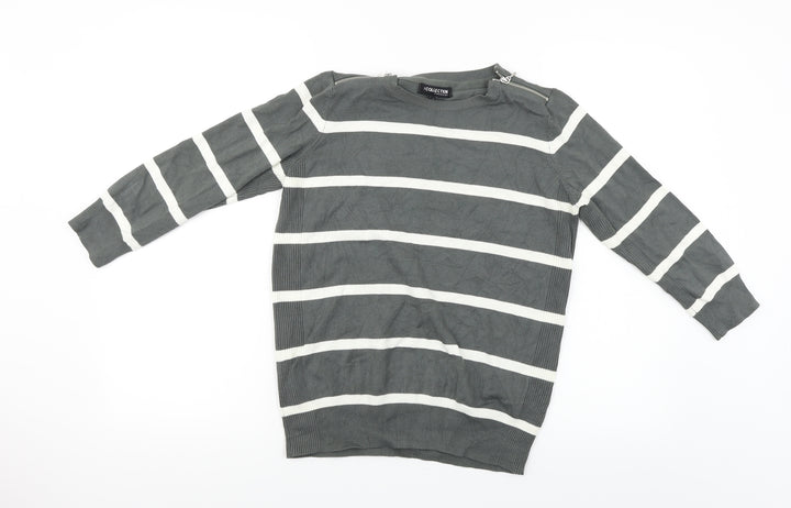 Debenhams  Womens Grey Striped  Pullover Jumper Size 14