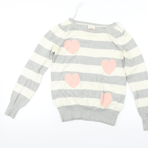 Hoi Polloi  Womens Ivory Striped  Pullover Jumper Size 12