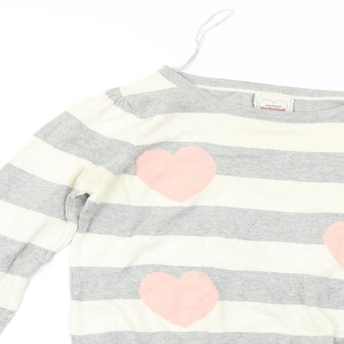 Hoi Polloi  Womens Ivory Striped  Pullover Jumper Size 12