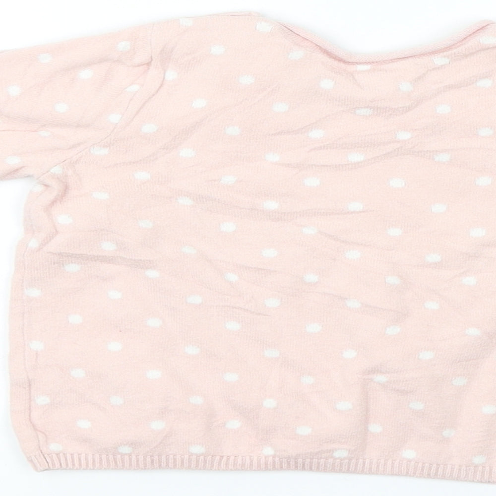 H&M  Girls Pink Polka Dot  Pullover Jumper Size 9-12 Months