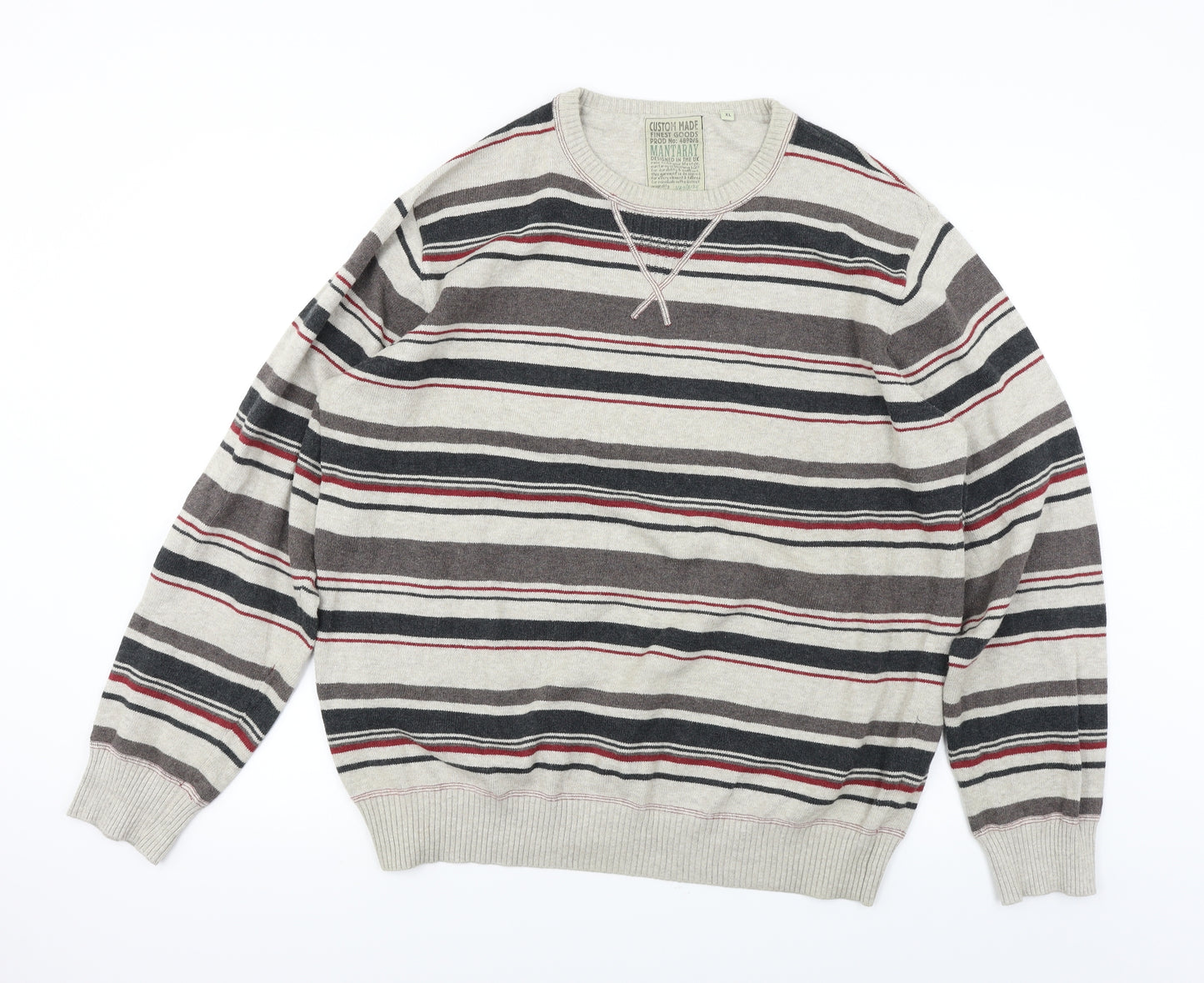 MANTARAY PRODUCTS  Mens Beige Striped  Pullover Jumper Size XL