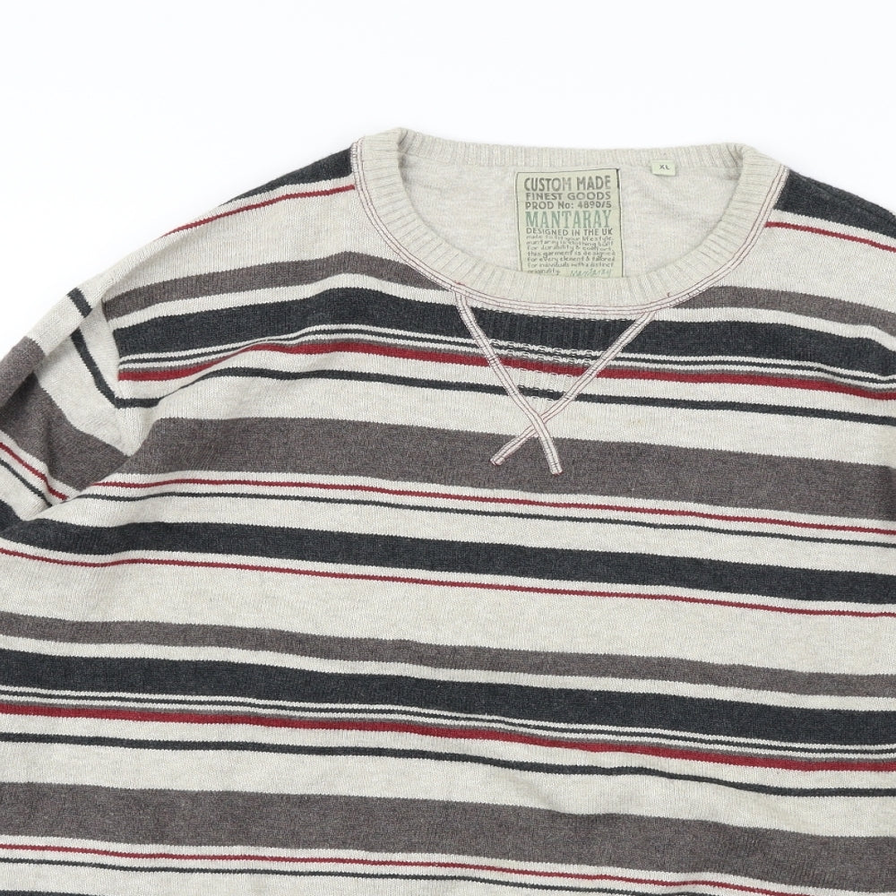 MANTARAY PRODUCTS  Mens Beige Striped  Pullover Jumper Size XL