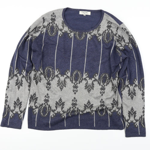 Cristina  Womens Blue Floral  Pullover Jumper Size XL