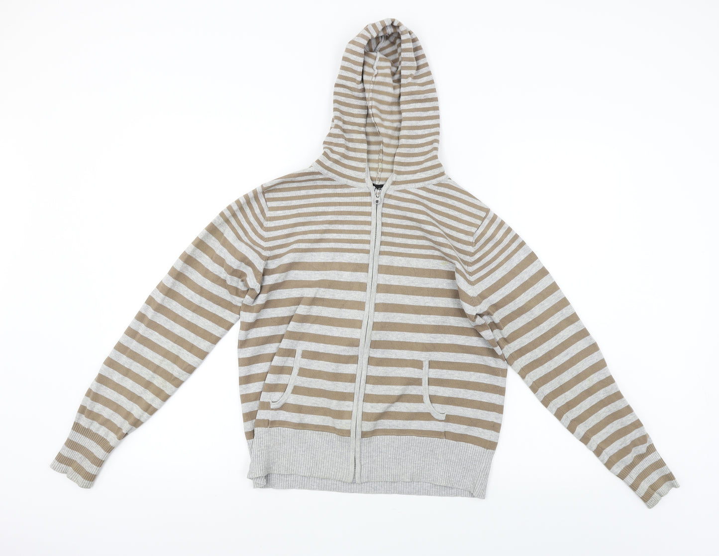 Dorothy Perkins  Womens Grey Striped  Full Zip Hoodie Size 14