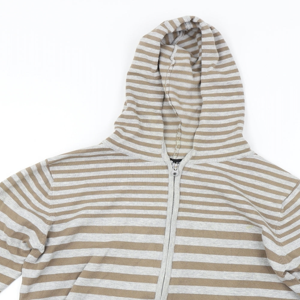 Dorothy Perkins  Womens Grey Striped  Full Zip Hoodie Size 14