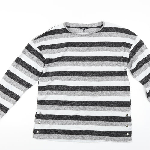 Peacocks Womens Grey Striped  Pullover Jumper Size 12