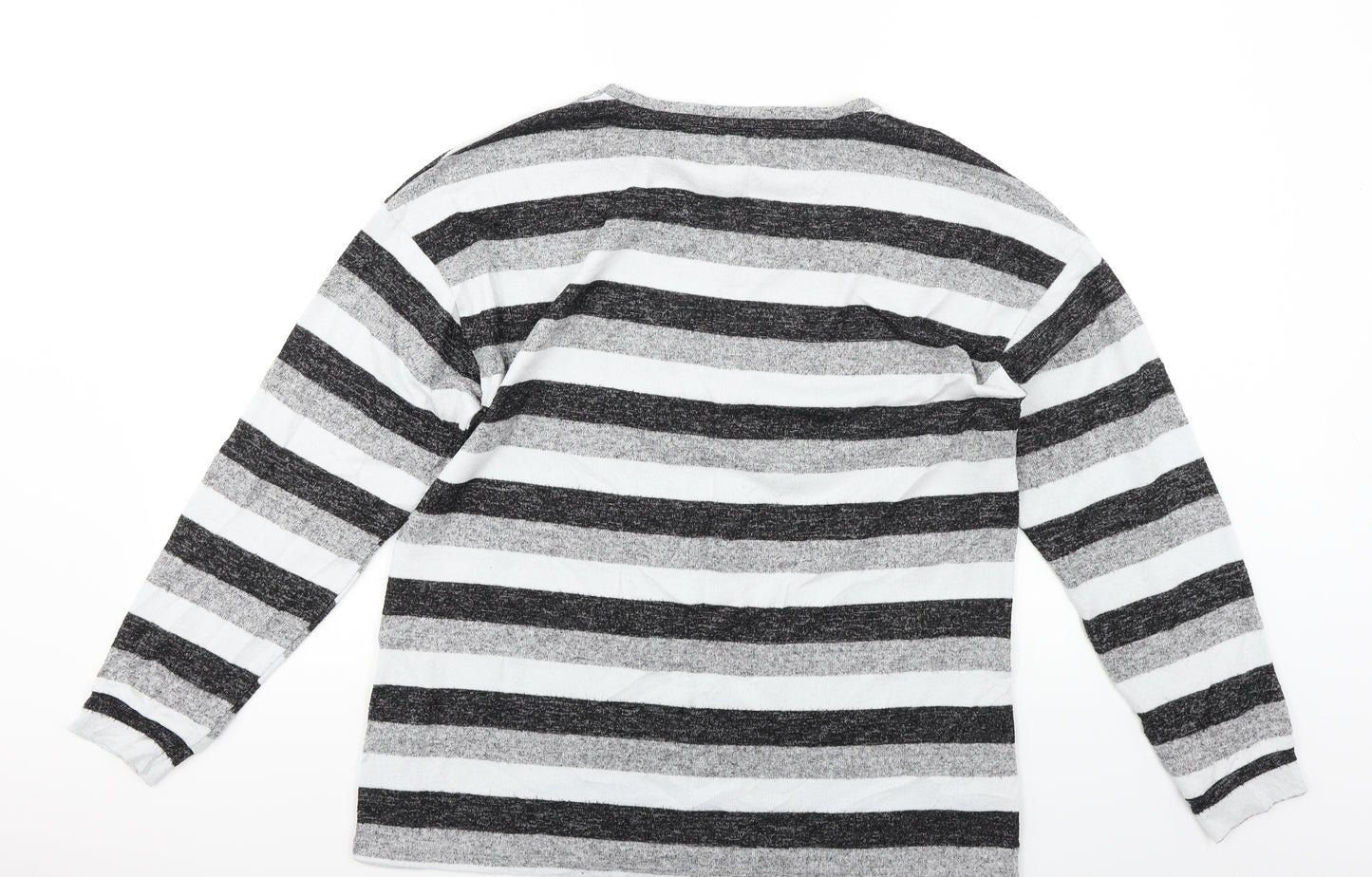 Peacocks Womens Grey Striped  Pullover Jumper Size 12