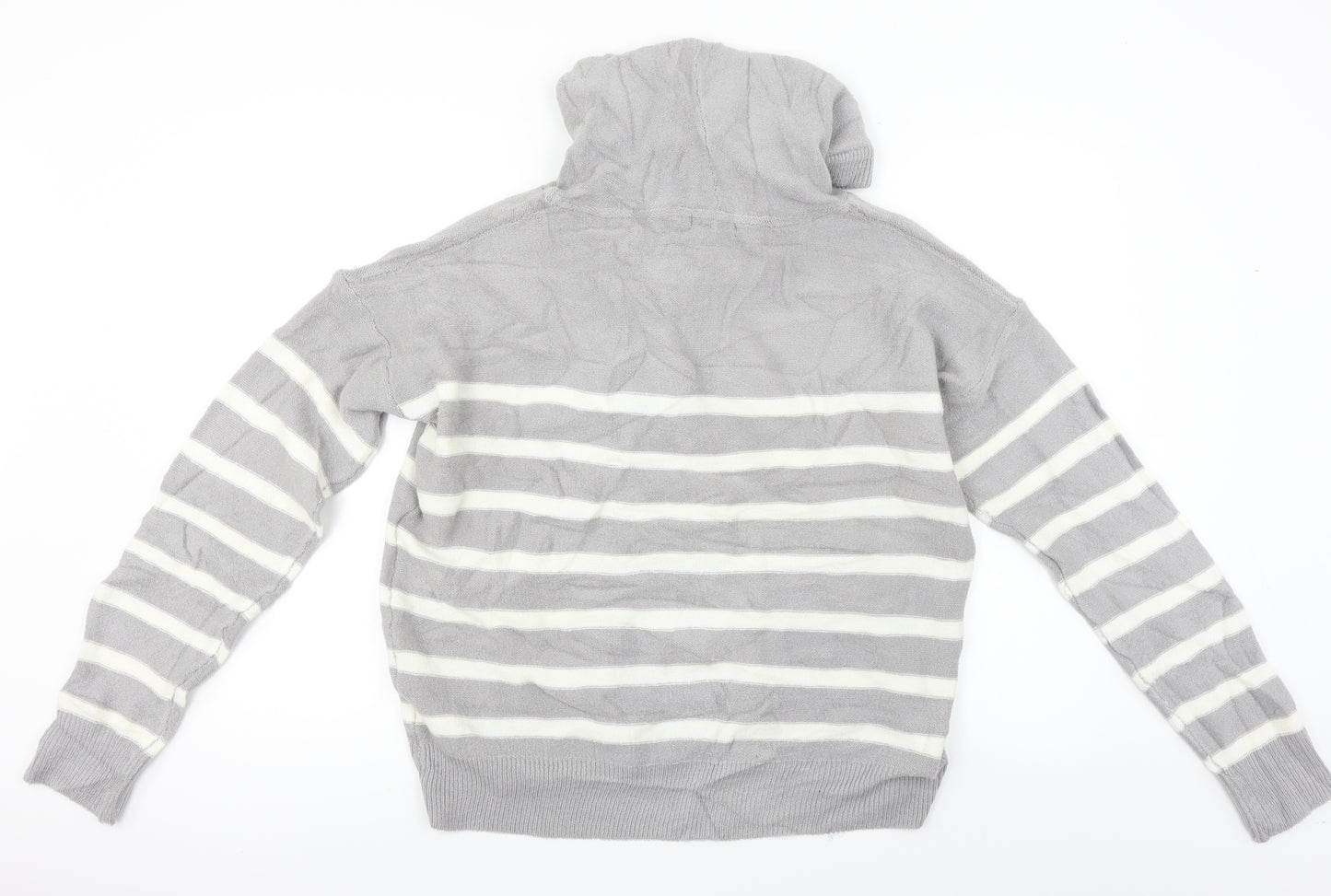 Brave Soul  Womens Grey Striped  Pullover Hoodie Size M