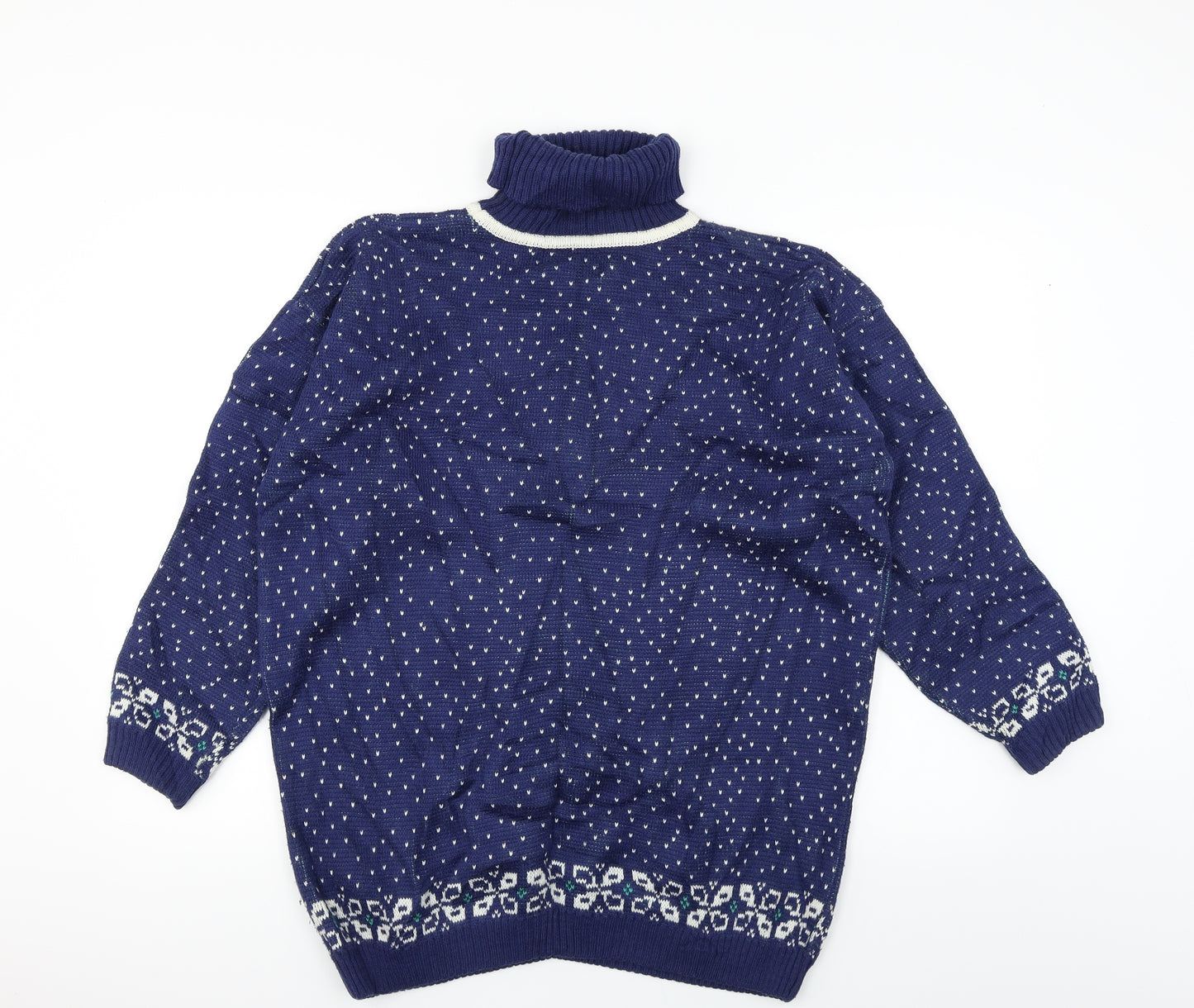 DASH Womens Blue Geometric  Pullover Jumper Size M  - snow flake