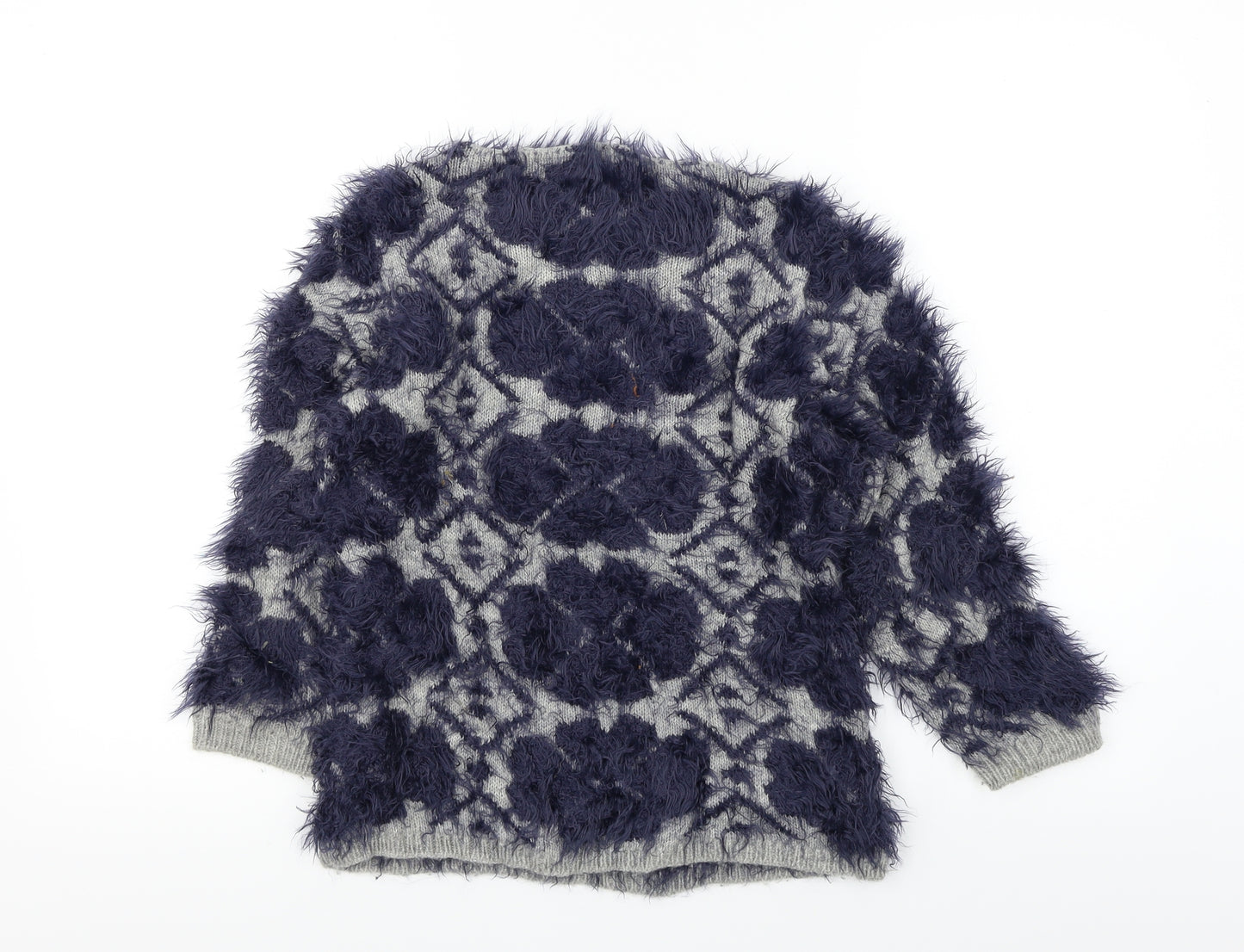 B.YU Girls Blue Colourblock  Henley Jumper Size XS  - fluffy