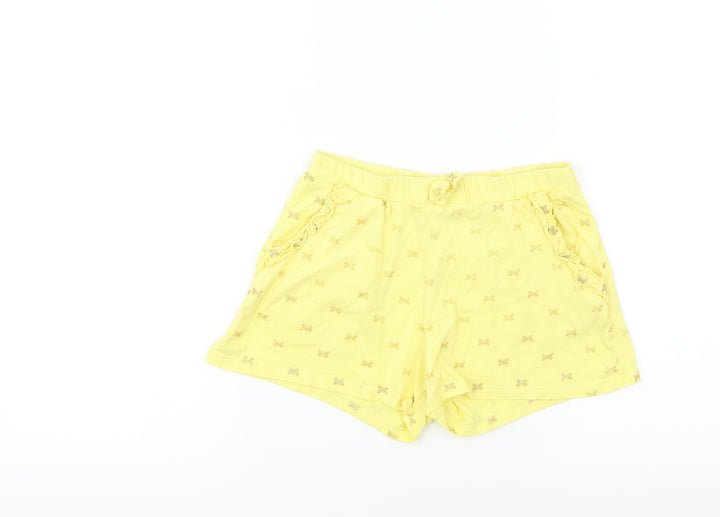 H&M Girls Yellow Bermuda Shorts Size 10 Years - butteflies