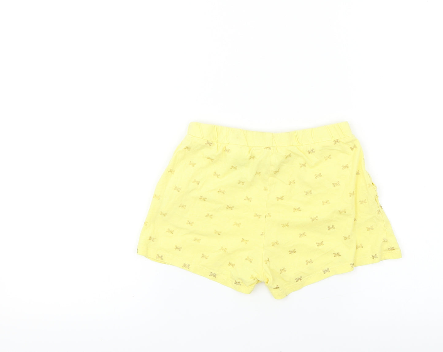 H&M Girls Yellow   Bermuda Shorts Size 10 Years - butteflies