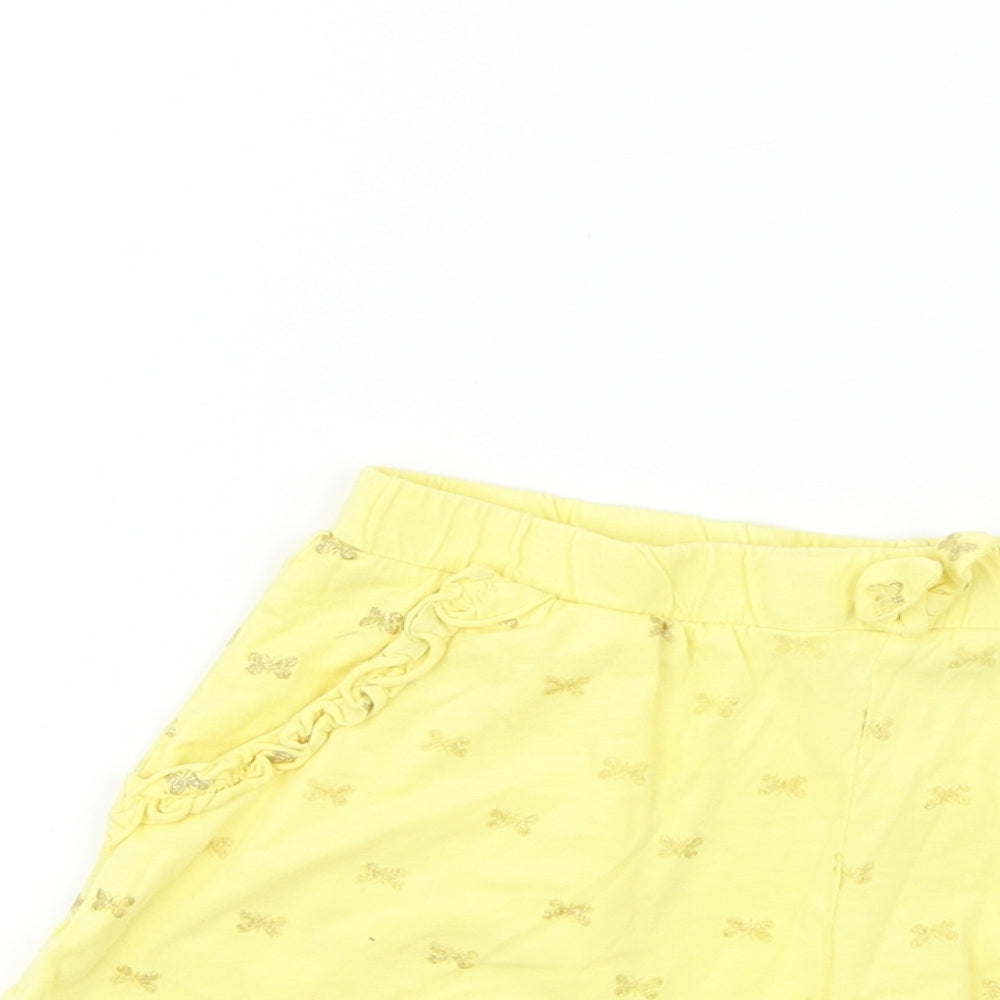 H&M Girls Yellow   Bermuda Shorts Size 10 Years - butteflies