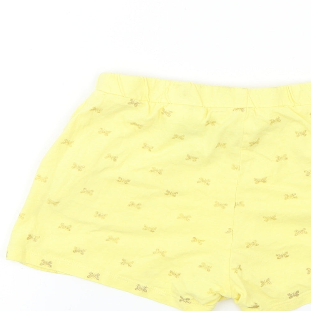 H&M Girls Yellow   Bermuda Shorts Size 10 Years - butteflies