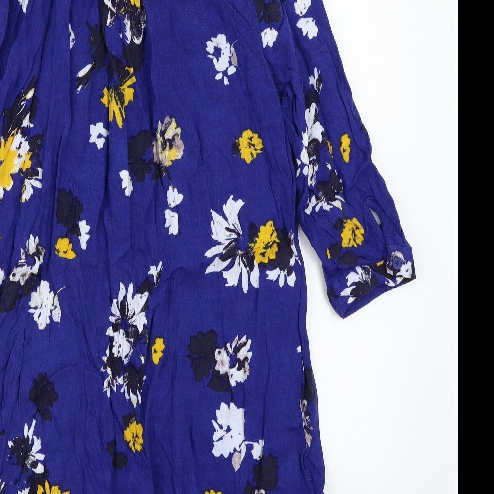 NEXT Womens Blue Floral  Basic Button-Up Size 8