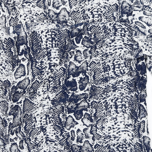 White ginger Womens Blue Animal Print  Basic T-Shirt Size S