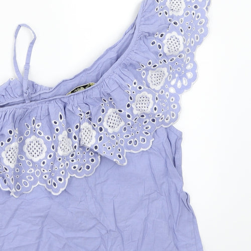 Miss Selfridge Womens Blue Floral  Basic T-Shirt Size 8