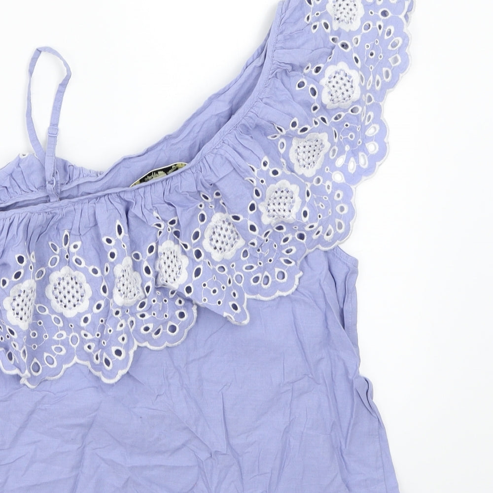 Miss Selfridge Womens Blue Floral  Basic T-Shirt Size 8