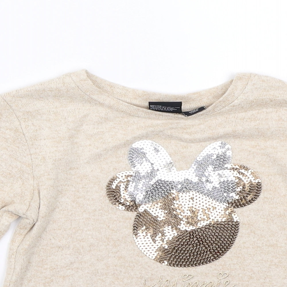 Disney Girls Beige   Basic T-Shirt Size 4-5 Years  - minnie mouse