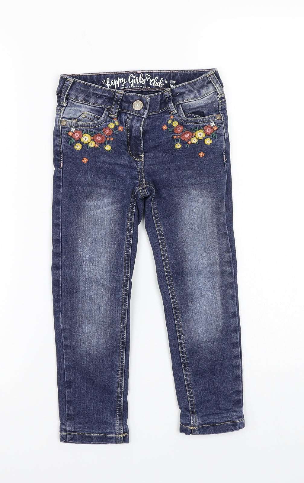F&F Girls Blue Floral  Skinny Jeans Size 4-5 Years