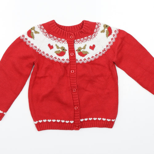 Matalan Girls Red   Cardigan Jumper Size 2-3 Years