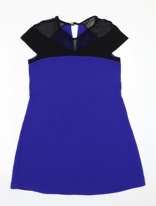Front view of River Island women’s blue a-line, size UK 8
