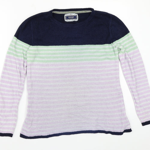Maine Womens Purple Striped  Pullover Jumper Size 10