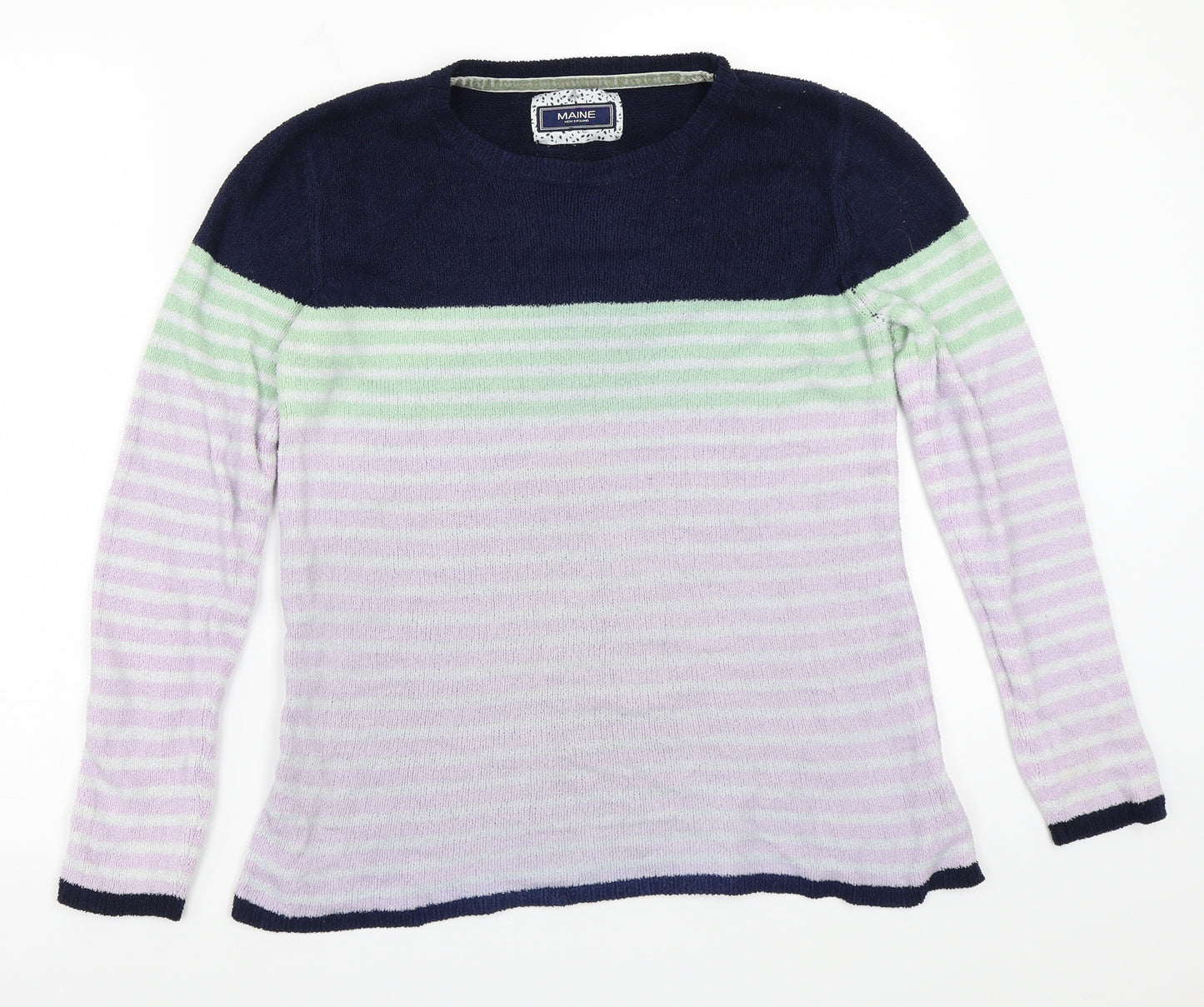 Maine Womens Purple Striped  Pullover Jumper Size 10