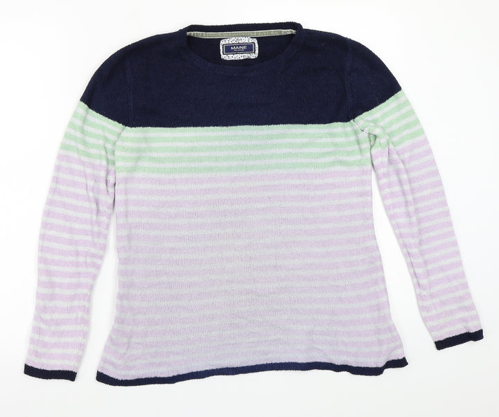 Maine Womens Purple Striped  Pullover Jumper Size 10