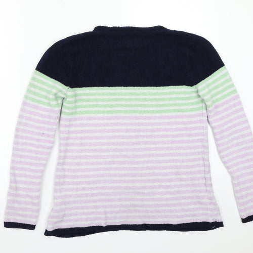 Maine Womens Purple Striped  Pullover Jumper Size 10