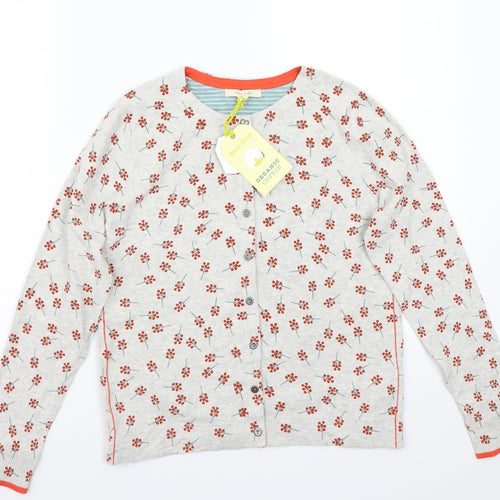 White Stuff Womens Grey Floral  Cardigan Jumper Size 10
