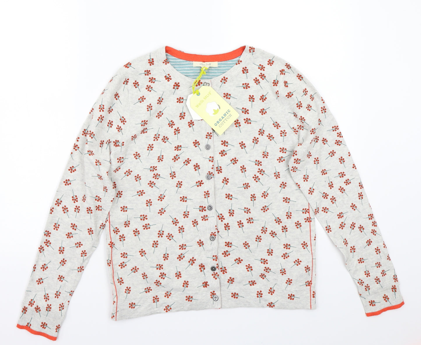 White Stuff Womens Grey Floral  Cardigan Jumper Size 10