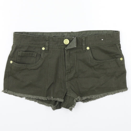 Denim & Co. Womens Green   Cut-Off Shorts Size 8