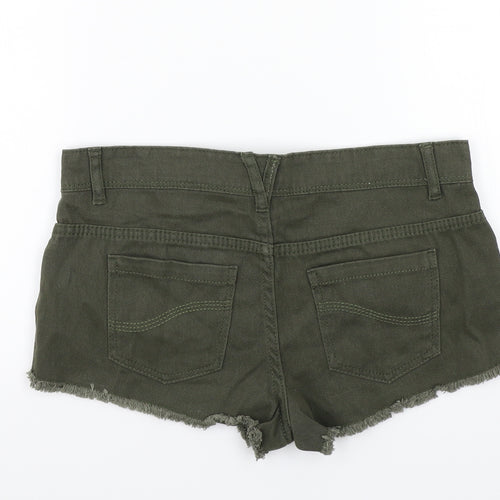 Denim & Co. Womens Green   Cut-Off Shorts Size 8