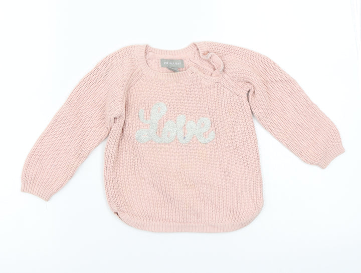 Primark Girls Pink   Pullover Jumper Size 2 Years