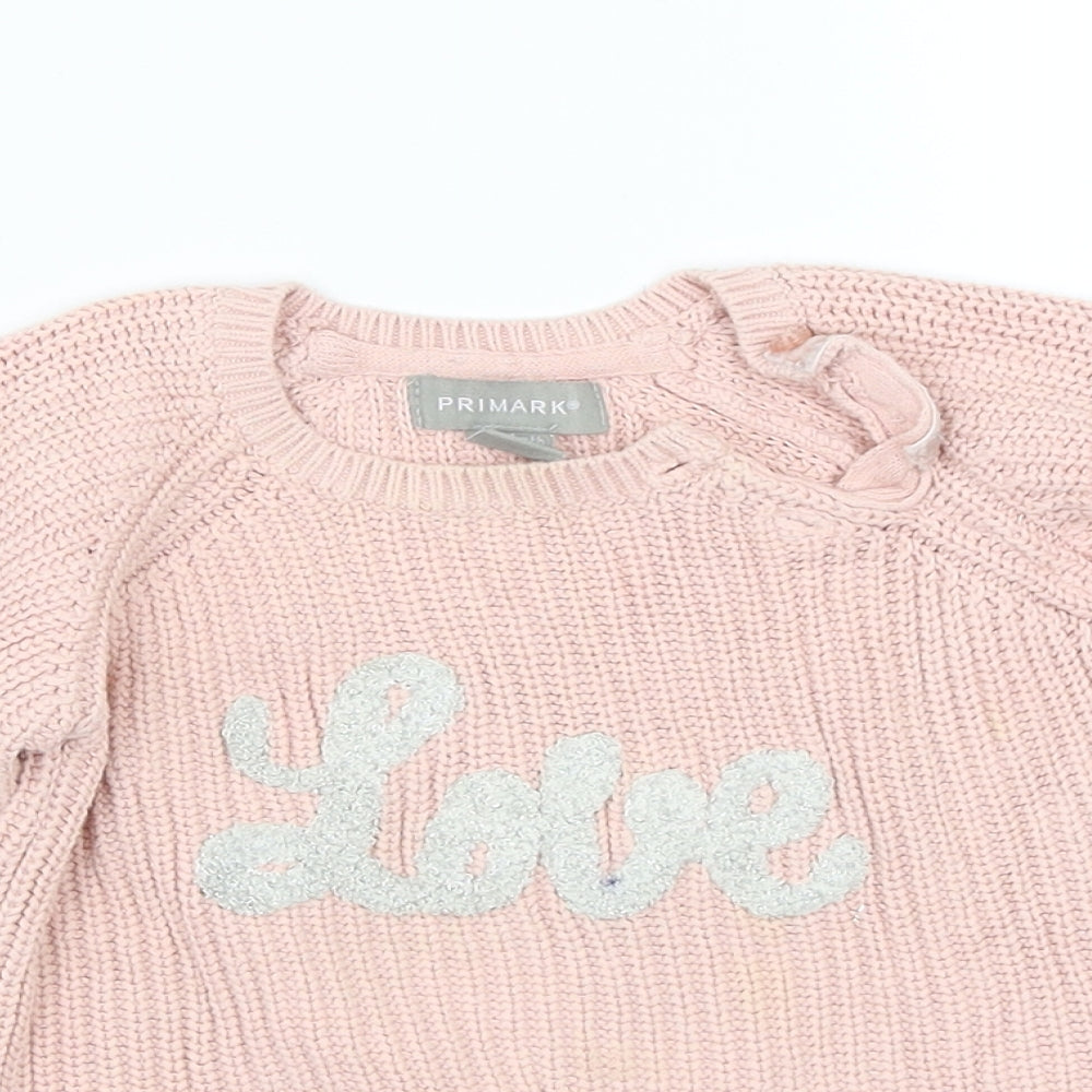 Primark Girls Pink   Pullover Jumper Size 2 Years