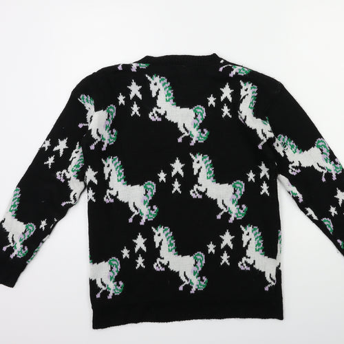 COSMIE Womens Black  Knit Pullover Jumper Size M  - unicorn