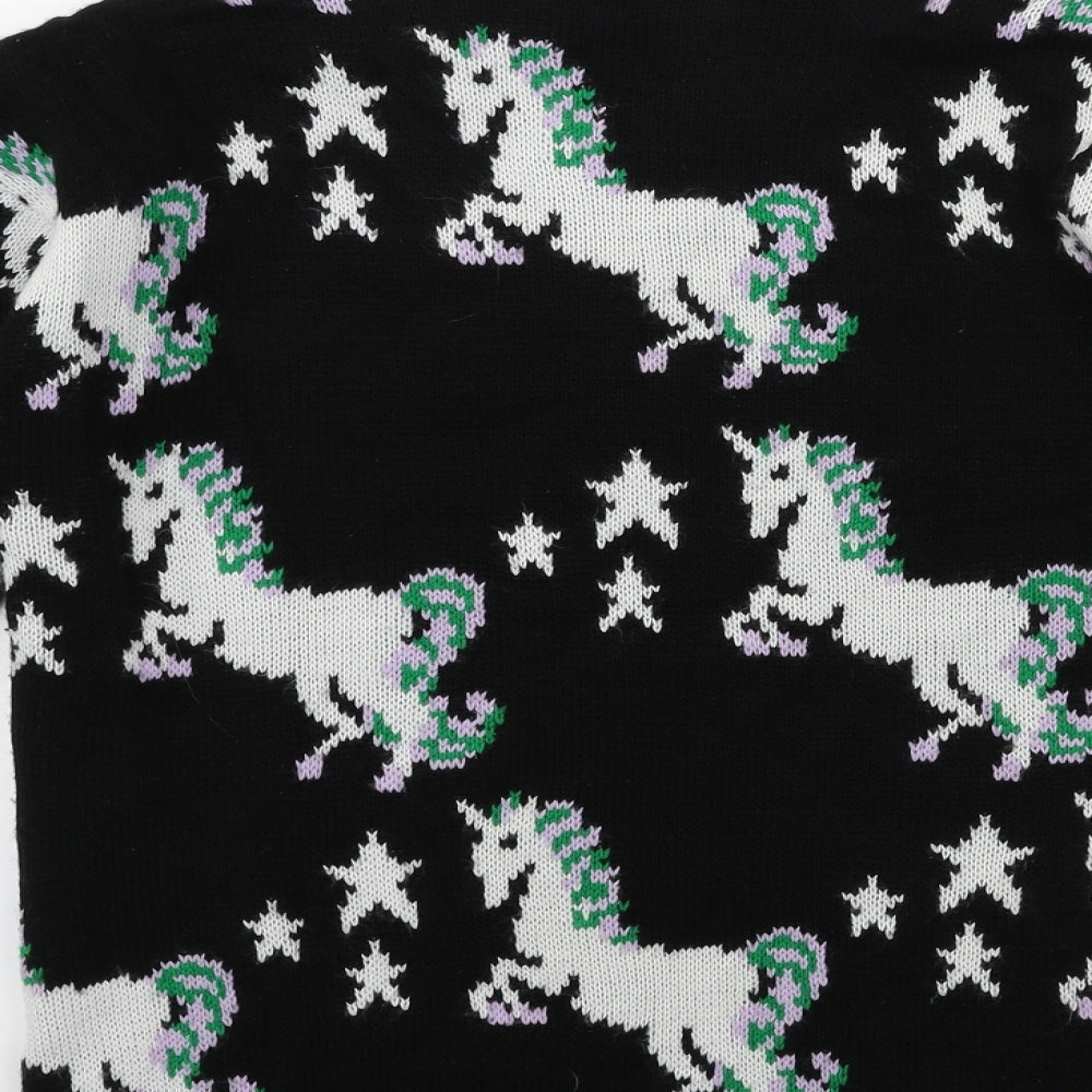 COSMIE Womens Black  Knit Pullover Jumper Size M  - unicorn