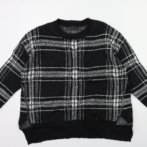Marks and Spencer Womens Black Check Knit Pullover Jumper Size M